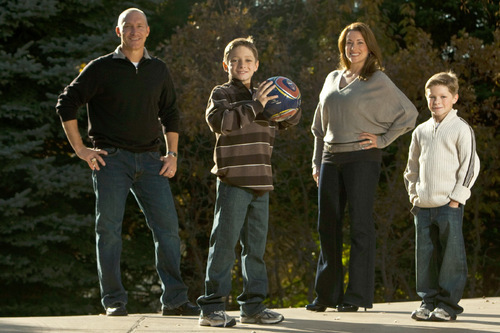 Chris Detrick  |  The Salt Lake Tribune 
Real Salt Lake President Bill Manning and his family John, 11, Will, 7, and Jennifer pose for a portrait at their home in Sandy Thursday November 4, 2010.