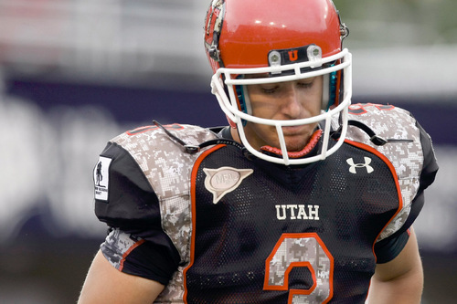 Chris Detrick  |  The Salt Lake Tribune 
Utah Utes quarterback Jordan Wynn #3 during the second half of the game at Rice-Eccles Stadium Saturday November 6, 2010.  TCU defeated Utah 47-7.