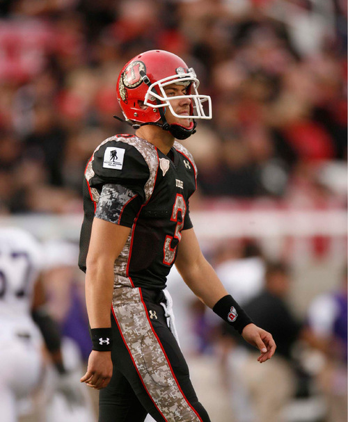 Trent Nelson  |  The Salt Lake Tribune&#xA;Utah quarterback Jordan Wynn walks off the field after throwing an interception during the fourth quarter, Utah vs. TCU college football, Saturday, November 6, 2010. TCU won 47-7.