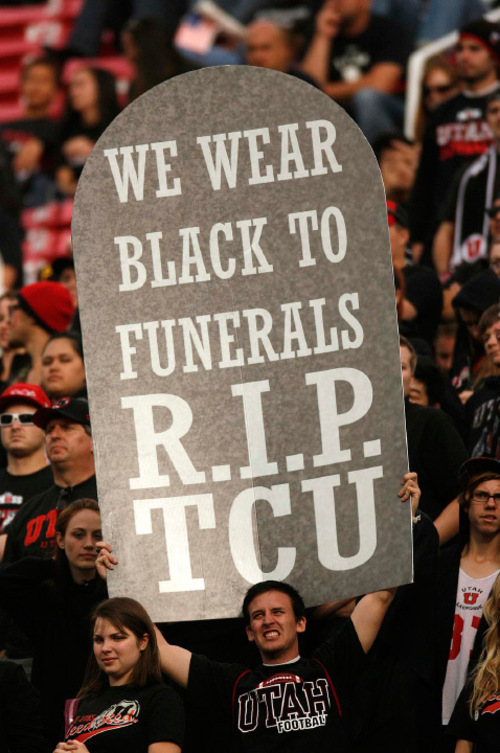 Trent Nelson  |  The Salt Lake Tribune&#xA;Utah fan during the second half, Utah vs. TCU college football, Saturday, November 6, 2010. TCU won 47-7.