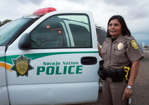 Rick Egan   |  The Salt Lake Tribune
Heather Tolth, of the Navajo Police, patrols the Navajo reservation in October and works at Whitehorse High School, in Montezuma Creek, Utah.