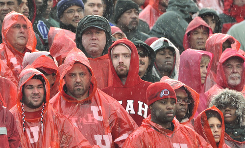 Michael Mangum  |  The Salt Lake Tribune

Utah fans watch as the Utes fall to a 14-3 deficit during the first half of play against the Fighting Irish at Notre Dame Stadium in South Bend, Indiana on Saturday, November 13, 2010.