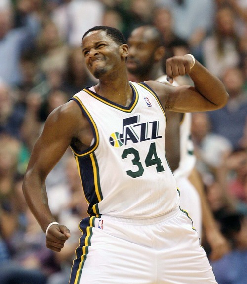 Steve Griffin  |  The Salt Lake Tribune

Utah Jazz forward C.J. Miles pumps his fist after nailing a three pointer near the end of the third quarter of the Jazz versus Toronto basketball game at EnergySolutions Arena in Salt Lake City Wednesday, November 3, 2010.