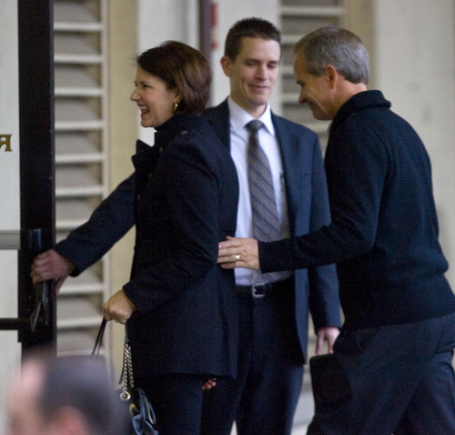 Al Hartmann  |  The Salt Lake Tribune
Lois, left,  and Ed Smart, enter the Frank Moss Federal Courthouse in Salt Lake City for the Brian David Mitchell trial on Monday, Nov. 15.