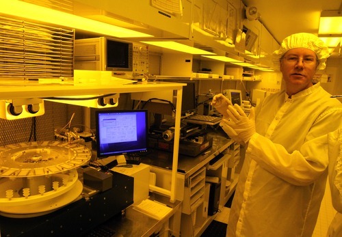 Rick Egan   |  The Salt Lake Tribune

David Neumeier, president of Xeco talks about the making of crystals in the lab of his crystal manufacturing business in Cedar City, Wednesday, November 17, 2010.     - the lights are yellow in this lab -