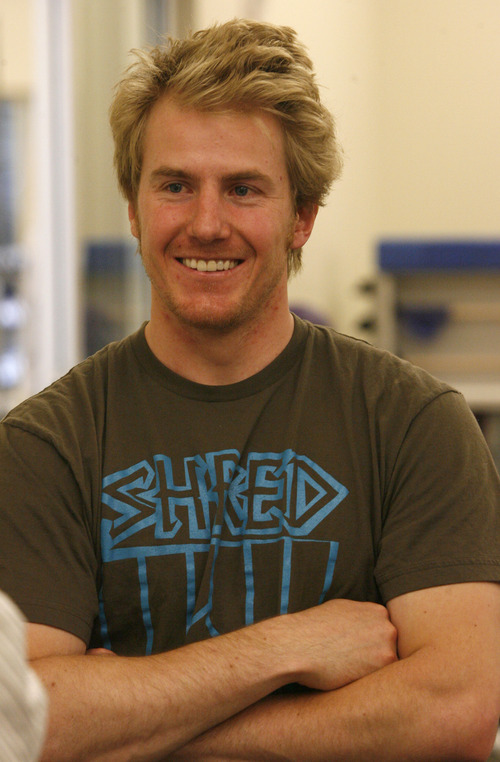 US Ski Team member, and gold medalist from the 2006 Olympics,Ted Ligety,  works out at the US Ski Team training center in Park City, as he recovers from an injury he sustained earlier this year, Friday, May 29,  2009. Rick Egan/The Salt Lake Tribune