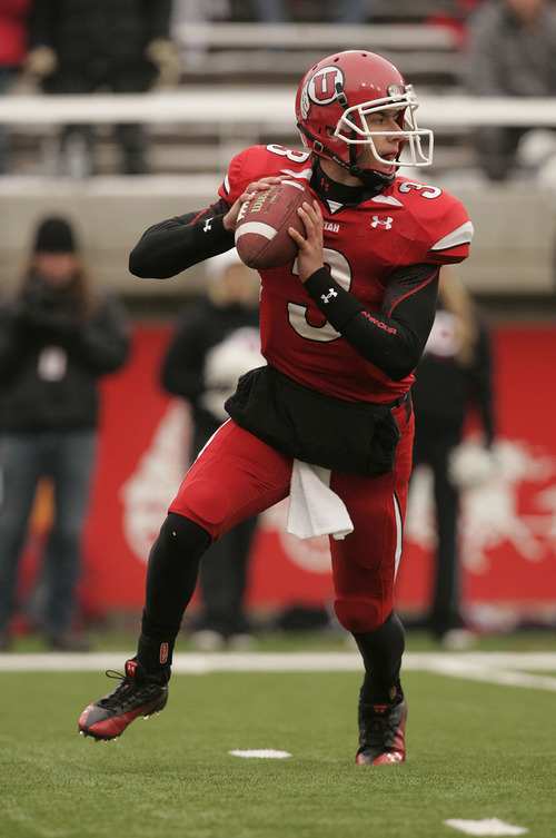 Trent Nelson  |  The Salt Lake Tribune

Utah Utes quarterback Jordan Wynn (3) looks for a receiver as the Utes face BYU in the first quarter at Rice-Eccles Stadium Saturday, November 27, 2010.