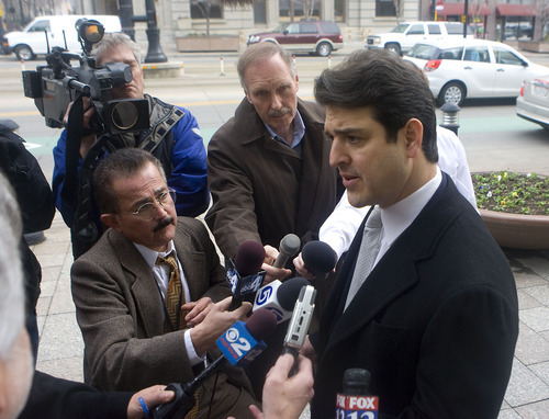 Al Hartmann  |  The Salt Lake Tribune 
Psychiatrist Michael Welner speaks to the media as he leaves the Frank Moss Federal Courthouse in Salt Lake City on Thursday December 9th.  He was the prosecution's final witness in the Brian David Mitchell trial.