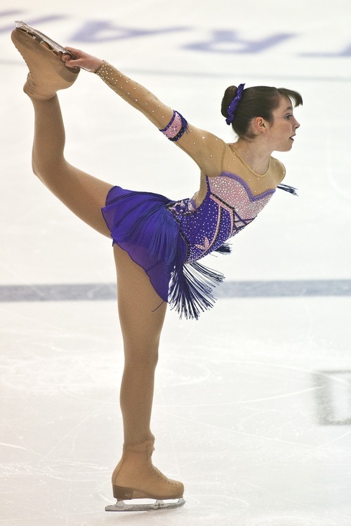 Chris Detrick  |  The Salt Lake Tribune 
Rachel Crawford of the Wasatch Figure Skating Club competes during the U.S. Junior Figure Skating Championships at the Salt Lake City Sports Complex Wednesday December 15, 2010.  Crawford finished in 11th place with a score of 51.96.