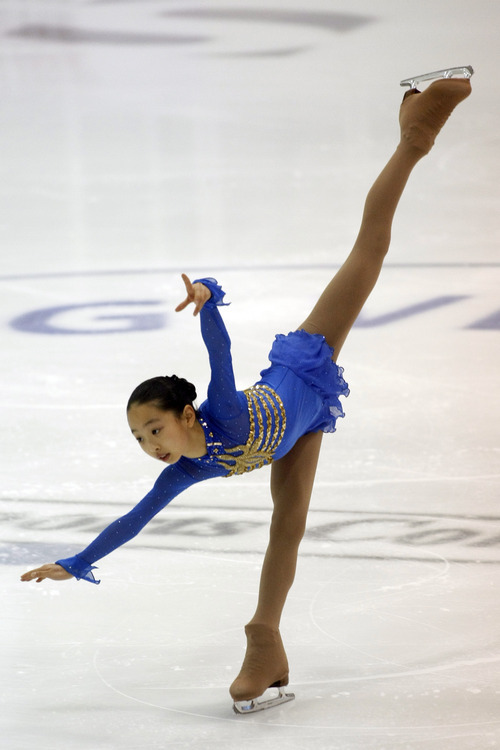 Chris Detrick  |  The Salt Lake Tribune 
Ellie Min competes during the U.S. Junior Figure Skating Championships at the Salt Lake City Sports Complex Wednesday December 15, 2010.  Min finished in 7th place with a score of 53.85.