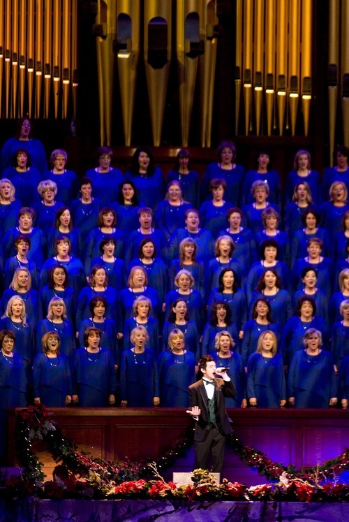 Djamila Grossman  |  The Salt Lake Tribune



The Mormon Tabernacle Choir performs with David Archuleta for its annual Christmas concert at the LDS Conference Center in Salt Lake City, Friday, Dec. 17, 2010.