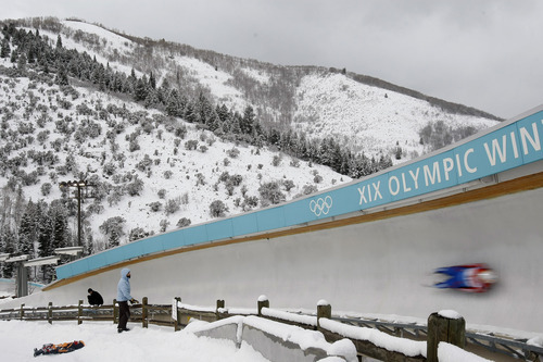 Chris Detrick  |  The Salt Lake Tribune 
Albert Demchenko, of Russia, competes during the Viessmann Luge World Cup at the Utah Olympic Park Saturday December 18, 2010.