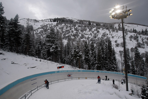 Chris Detrick  |  The Salt Lake Tribune 
Wolfgang Kindl, of Austria, competes during the Viessmann Luge World Cup at the Utah Olympic Park Saturday December 18, 2010.