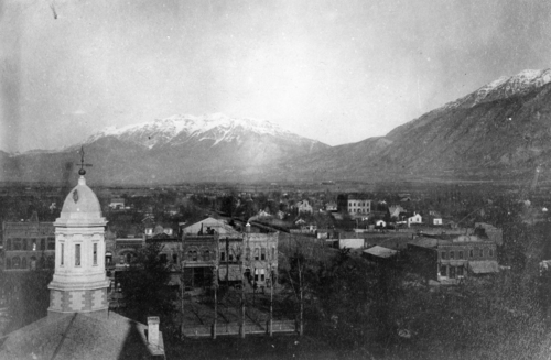 photo courtesy the Provo Library

A spire from the Provo Tabernacle is seen in a historic photo from 1890.