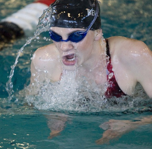 Paul Fraughton  |  The Salt Lake Tribune   Marissa Bell , of the Park City High School swim team, works out at the Ecker Hills Aquatic Center on  Thursday,December 16, 2010