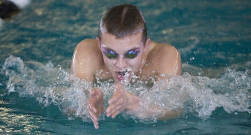 Paul Fraughton  |  The Salt Lake Tribune   Hayden Peterson, of the Park City High School swim team, works out at the Ecker Hills Aquatic Center on  Thursday,December 16, 2010