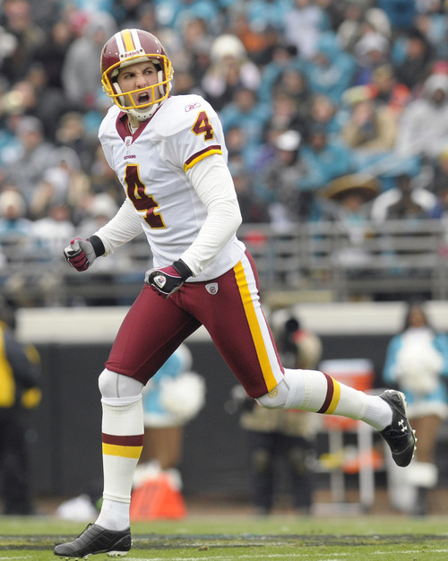 Washington Redskins' kicker Graham Gano reacts after missing a field goal  during the second quarter against the Tampa Bay Buccaneers at FedEx Field  in Landover, Maryland on December 12, 2010. UPI/Kevin Dietsch