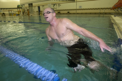 Al Hartmann  |  The Salt Lake Tribune
James Jonsson, a marathon swimmer, goes through his two-hour morning workout.  He plans on swimming Lake Tahoe thissSummer.