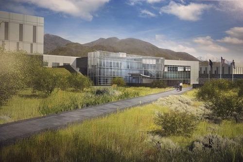 Trent Nelson  |  The Salt Lake Tribune
Artist's rendition of the National Security Agency's Utah Data Center at Camp Williams, Thursday, January 6, 2011. The cybersecurity facility is expected be completed and open October 2013.