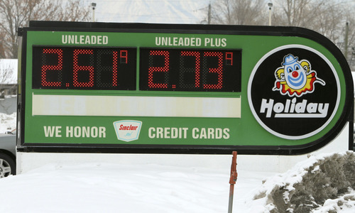 Rick Egan  |  The Salt Lake Tribune
Utah has the lowest average gasoline prices in the country. On Wednesday a Sinclair station at 3500 South and 6400 West was one of the lowest, selling a gallon of unleaded for $2.61.