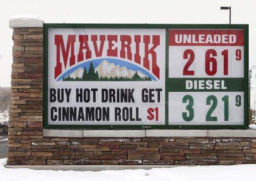 Rick Egan  |  The Salt Lake Tribune
Utah has the lowest average gasoline prices in the country. A Maverik station at 5600 West and 2700 South was one of the lowest at $2.61 a gallon on Wednesday.
