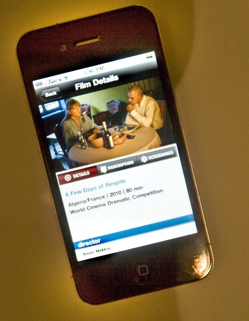 The Sundance Film Festival iPhone app for 2011. Paul Fraughton  |  The Salt Lake Tribune    on  Friday,January 7, 2011