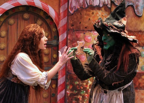 Rick Egan  |  The Salt Lake Tribune
From left, Anya Matanovic plays Gretel and Jennifer Roderer is the Witch in Utah Opera's 