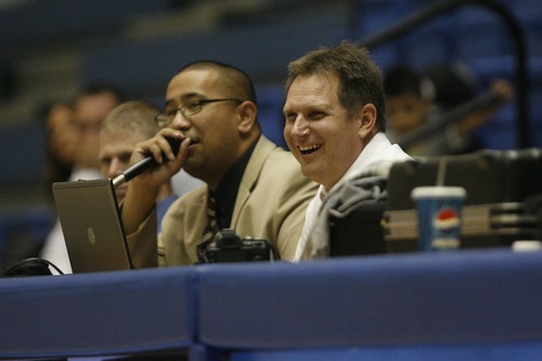 Chris Detrick  |  The Salt Lake Tribune 
Coach Norm Parrish watches during the alumni game at Salt Lake Community College.