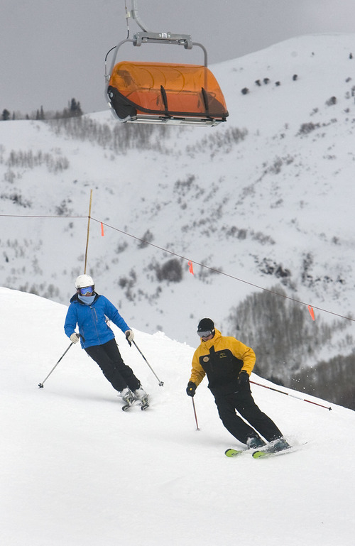 Al Hartmann  |  Tribune file photo
This winter's weather filled Utah resorts with many skiers eager for powder days, but it also made carving turns difficult over the Martin Luther King Day weekend, when rain fell at resorts such as Canyons.