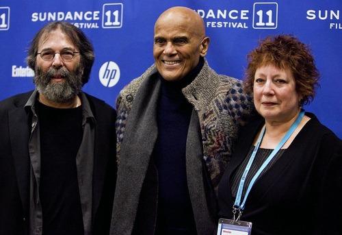 Djamila Grossman  |  The Salt Lake Tribune

Harry Belafonte, center, poses for the media with producer Michael Cohl and filmmaker Susanne Rostock at the Eccles Theater in Park City, for the premiere of his film 
