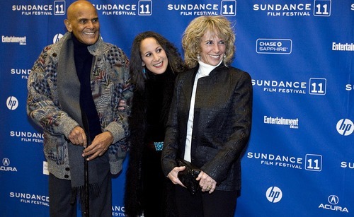 Djamila Grossman  |  The Salt Lake Tribune

Harry Belafonte poses for the media with his daughter Gina Belafonte, center, and his wife, Pamela Belafonte, at the Eccles Theater in Park City, for the Sundance premiere of 