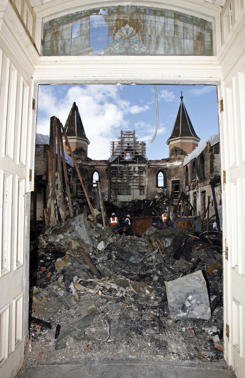 Francisco Kjolseth  |  The Salt Lake Tribune
The Provo fire department gives another tour of the remains of the historic Tabernacle where 75 tons of debris has been removed so far. Though the investigation is not complete the fire department is content to state that the fire was not deliberately set and was from an 