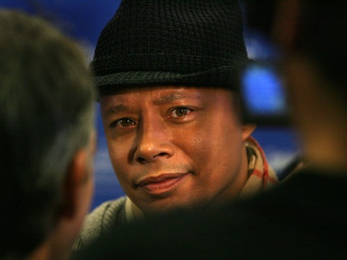 Steve Griffin  |  The Salt Lake Tribune
 
Actor Terrence Howard talks to members of the media as he attends the Sundance premiere of 