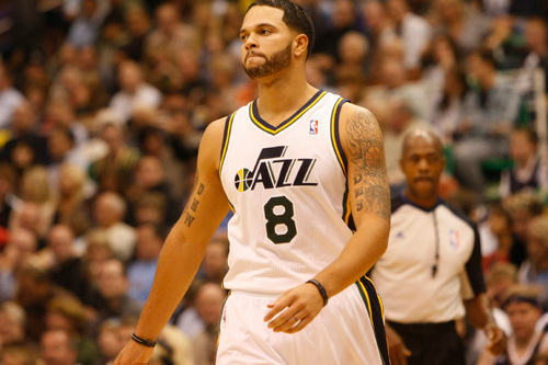 Chris Detrick  |  The Salt Lake Tribune 
Utah Jazz point guard Deron Williams #8 during the first half of the game Thursday October 28, 2010.  Phoenix is winning the game 58-42.