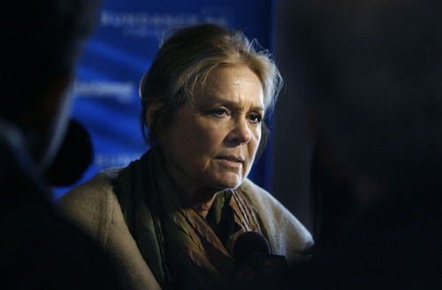 Steve Griffin  |  The Salt Lake Tribune
 
Gloria Steinem talks with the media as she attends the Sundance premiere of 