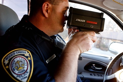 Trent Nelson  |  The Salt Lake Tribune
Woods Cross police detective Dan Schultz looking for speeders while on patrol Thursday, January 20, 2011.