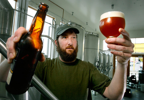 Epic's Head Brewer Kevin Crompton looks into the color of his namesake beer - a 