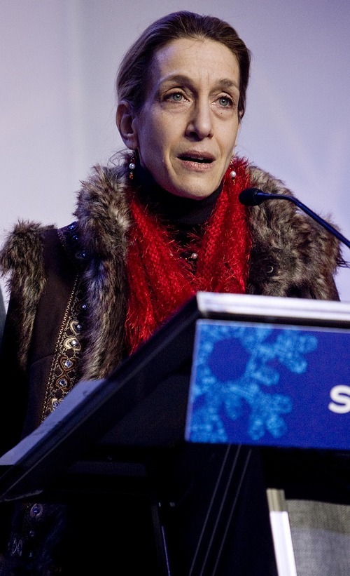 Djamila Grossman  |  The Salt Lake Tribune

Director Constance Marks speaks to the audience as her movie Being Elmo: A Puppeteer's Journey receives an award at the Sundance Film Festival awards ceremony in Park City, Saturday, Jan. 29, 2011.