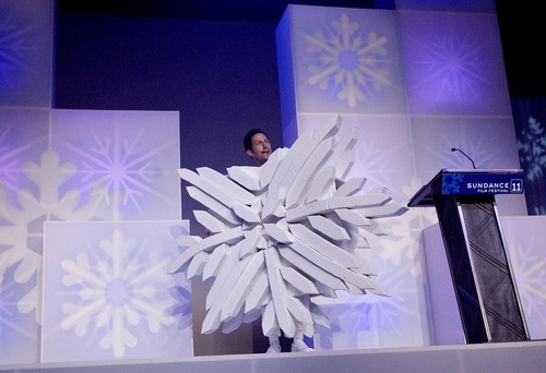 Djamila Grossman  |  The Salt Lake Tribune

Tim Blake Nelson speaks during the awards ceremony of the Sundance Film Festival in Park City, Saturday, Jan. 29, 2011.