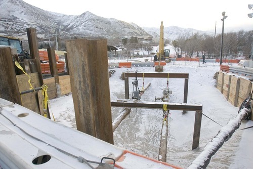 Paul Fraughton  |  The Salt Lake Tribune  The valve station on the Chevron pipeline near Red Butte Garden's Amphitheater on  Tuesday, Feb. 1, 2011. Chevron's accident-prone oil pipeline was turned on Tuesday at 8:30 a.m., and, with an army of employees keeping watch, company spokesman Mickey Driver reported everything going 