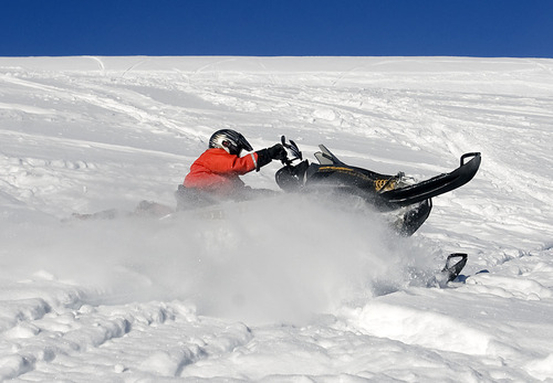 Al Hartmann  |  The Salt Lake Tribune 
Joe Donnell of Utah State Parks patrols the high country of the  Mill Hollow Snowmobile Complex east of Woodland.