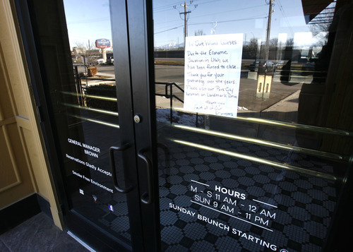 Rick Egan   |  The Salt Lake Tribune

The Ruby Tuesday in Draper, 12147 Factory Outlet Drive, has closed. Wednesday, February 2, 2011
