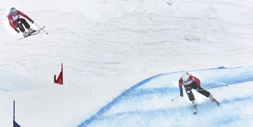Paul Fraughton  |  The Salt Lake Tribune  Canada's Kelsey Serwa  is well ahead of her country woman Julia Murray  as she wins the women's  ski cross event at the FIS Freestyle World Ski Championships on  Friday,February 4, 2011 at Deer Valley.