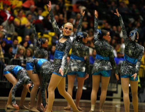 Djamila Grossman  |  The Salt Lake Tribune

The Westlake High School drill team competes in the dance category of the 4A and 5A Drill Team Championship at Utah Valley University in Orem, Utah, Friday, February. 4, 2010.