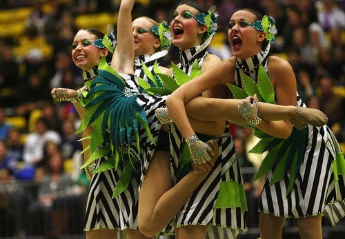 Djamila Grossman  |  The Salt Lake Tribune

The Bingham High School drill team competes in the dance category of the 4A and 5A Drill Team Championship at Utah Valley University in Orem, Utah, Friday, February. 4, 2010.