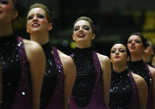 Djamila Grossman  |  The Salt Lake Tribune

The Salem Hills High School drill team competes in the dance category of the 4A and 5A Drill Team Championship at Utah Valley University in Orem, Utah, Friday, Feb. 4, 2010.