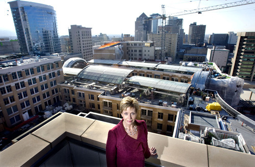 Steve Griffin  |  The Salt Lake Tribune
 
Linda Wardell, general manager of the City Creek Center, stands on top of the Richards Court East building over looking the downtown construction of the City Creek Center in Salt Lake City Thursday.