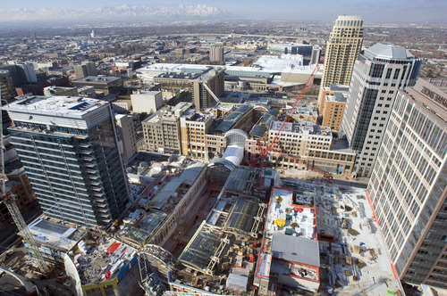 Steve Griffin  |  The Salt Lake Tribune
Construction continues at the downtown City Creek Center in Salt Lake City.
