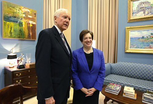 File Photo | The Salt Lake Tribune
Sen. Orrin Hatch, R-Utah, says Supreme Court Justice Elena Kagan should withdraw from consideration of the health-care reform case almost certain to end up before the high court. The two are pictured here last May when Kagan, then a nominee, was making the rounds to meet with key senators.