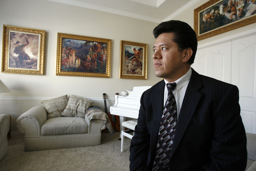 Francisco Kjolseth  |  The Salt Lake Tribune
Arturo Morales-LLan is a U.S. citizen who immigrated from Mexico and is a supporter of cracking down on illegal immigration. He has faced backlash for his public stance, including allegations that he illegally worked and hired undocumented labor. Pictured here in his Orem home, he denies the allegations.